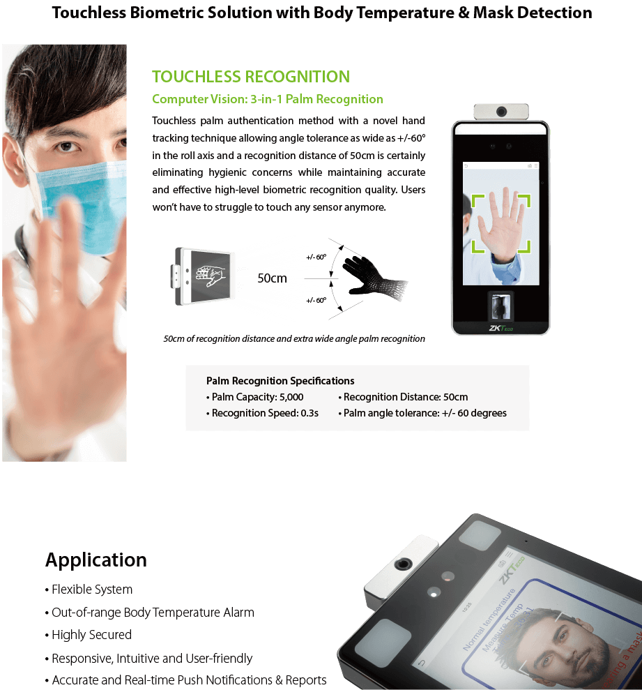 Touchless Biometric Solution with Mask & Body Temperature Detection